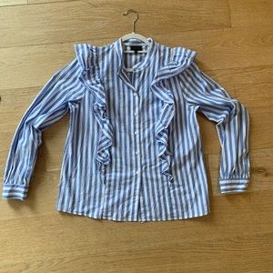 Striped ruffle button down